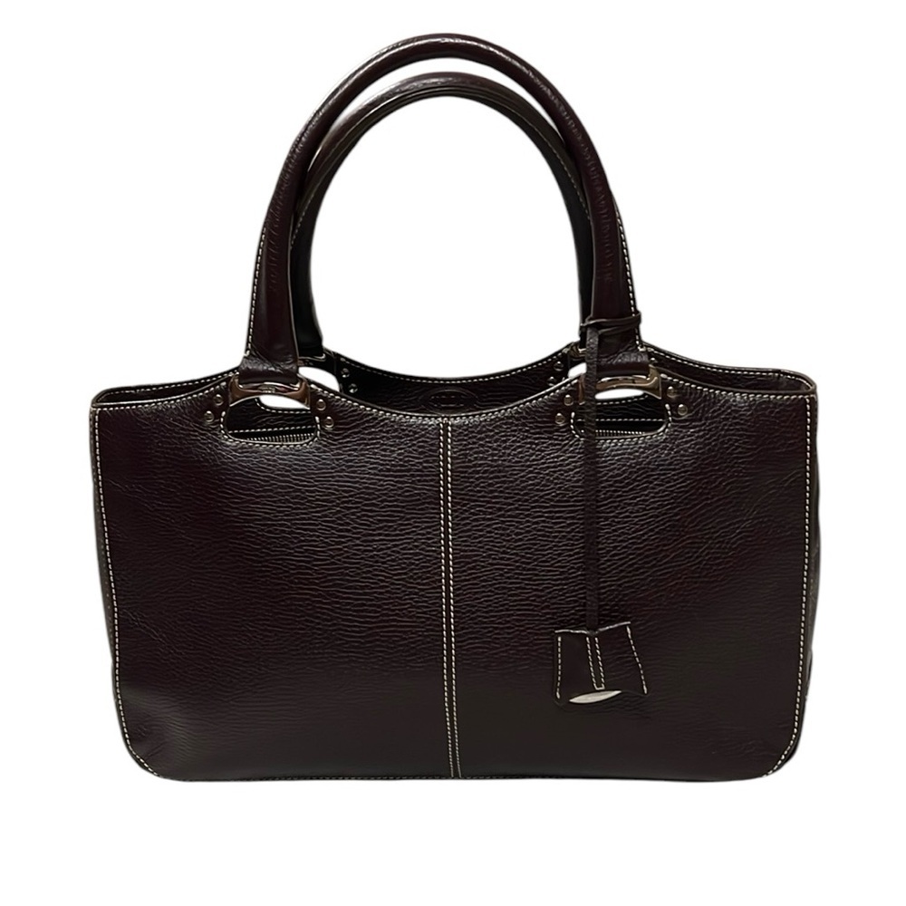 Tod's Ecru Calfskin Top Handle Shoulder Bag